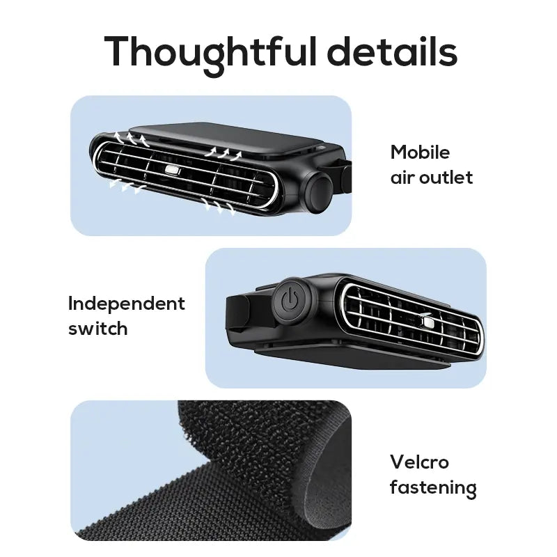 Mini Ventilador para Coche 360° — Recargable, Ideal para el Verano