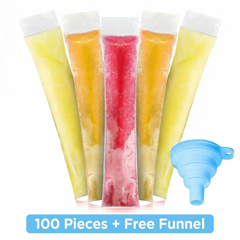  Pack 100 Bolsitas para Granizados y Polos Caseros con Embudo