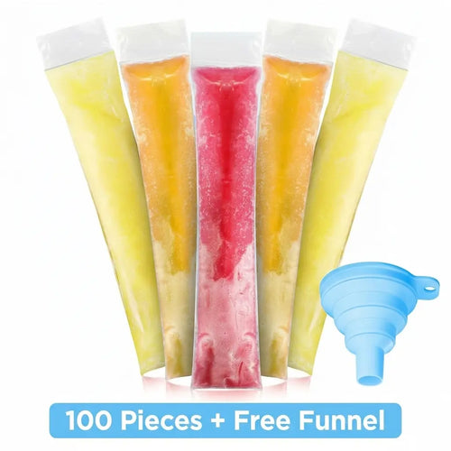  Pack 100 Bolsitas para Granizados y Polos Caseros con Embudo